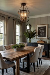 Embrace the charm of modern farmhouse dining rooms with sleek designs! Combine rustic elements like reclaimed wood with contemporary furnishings. Utilize neutral colors and minimalist decor to create a harmonious space perfect for family meals or entertaining guests. Enjoy the blend of style and comfort! 🪑 #ModernFarmhouse #DiningRoomDecor #StylishInteriors