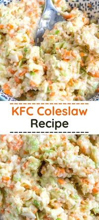 Savor the iconic taste of KFC's Coleslaw with our homemade recipe that perfectly captures its creamy, tangy goodness. Whip up a batch to accompany your favorite meals and make every bite a finger-licking delight. Click to see more and follow us for an array of delectable recipes that will tantalize your taste buds!