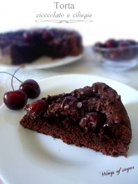 Torta al cioccolato con ciliegie ricetta - wings of sugar blog