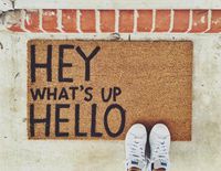 Hey Whats up Hello welcome mat fun paint doormat