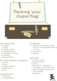 Diaper Bag Checklist, pretty much know all this from my nanny days but still good a good reference