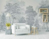 Forest Pastel Wallpaper Self-adhesive Fabric or Non-woven Nature Landscape Mural Big Tree Retro Panoramic View Decor Vintage Oil Painting - Etsy