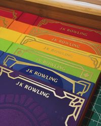 Same but diff. ⚡️ 6/7 Potter covers complete. Send help 🤯 #harrypotter #potter #pottermore #design #rainbow #bookdesign #rebinding #bookstagram