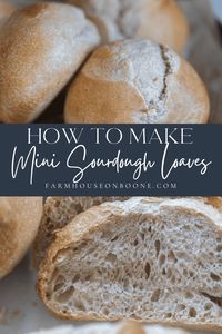 Have you ever wanted to make sourdough mini loaves or bake multiple sourdough loaves at once? This small batch sourdough bread recipe is for you! Great for gifts or smaller households, learn how to make 4 mini sourdough loaves at once. #minisourdoughloaves #farmhouseonboone