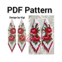 Digital PDF file pattern for beaded fringe earrings. made with Miyuki Delica 11/0. The PDF file is a pattern only, not a tutorial. The document is intended for users who can make a 2 drop brick stitch and fringes. You are very welcome to sell your finished product. But please credit me as the designer if possible. Purchases of digital items are not refundable. Thank you for shopping at Bykigi. Please don't hesitate to contact me if you have any questions. Good luck and happy beading -Kigi