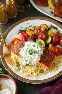 Moroccan Spiced Salmon with Lemon Yogurt Sauce - Cooking Classy