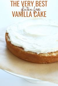 This is the very best gluten free vanilla cake you will ever eat. A super moist, tender crumb, and it bakes perfectly every time!