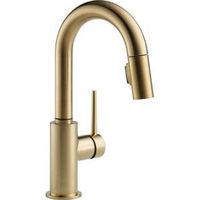 Satin brass kitchen faucet: Delta Trinsic Single Handle Deck Mounted Kitchen Faucet & Reviews | Wayfair