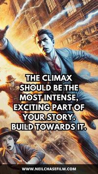 Learn how to write a compelling climax of a story or novel. The climax is the most exciting part of your novel, short story or screenplay, so it's important to write it well.  Save this pin for when you need some writing inspiration for your fictional book or story!