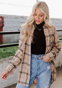 "The Theron" Plaid Button-Up - Tan – Adorabelles