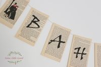 Let the world know you share Scrooge's sentiments with this "Bah Humbug" book banner! This banner can come with either two festive silhouettes on the ends -or- (for the true Scrooge at heart) with the words "Bah Humbug" only (See pictures #6, #7, #8, & #9). Each letter and silhouette are printed on re-purposed book pages taken from "A Christmas Carol" by Charles Dickens. The silhouettes feature Bob Cratchit carrying Tiny Tim on one end, and two Christmas Carolers on the other. There are about four and a half feet of flags (each flag is about 4.5 inches) on approximately 6.5 feet of string. Whether strung up for a Christmas party, a book club, or at home, this banner is a fun addition to traditional decorations.  To view all our BANNERS: https://www.etsy.com/shop/SomeLittleGood?section_id=1