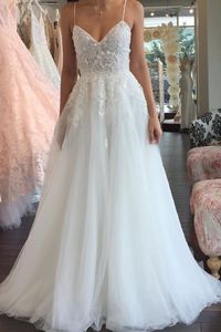 Spaghetti Straps White Long Bridal Gown