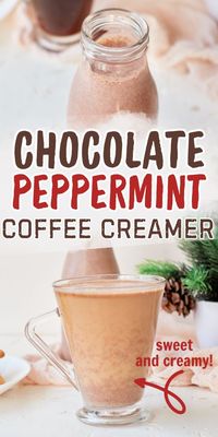 My homemade Christmas creamer recipe is the perfect way to celebrate the holidays. Sweet and creamy with a hint of peppermint, this peppermint mocha coffee creamer recipe is quick and easy to make and is perfect for your iced and hot holiday coffee drinks | Homemade coffee creamer recipes |  coffee creamer ideas | Flavored coffee creamer