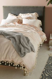 Tasseled Linen Duvet Cover | Anthropologie