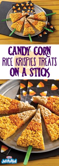 Easy to make Candy Corn RICE KRISPIES® TREATS™ pops