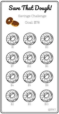 Save That Dough! Save $78! Color or cross off each donut to track your progress as you cash stuff. This fun challenge is for low income budgeters or for any budgeter who would like a jump start into their savings journey. Enjoy! *FREE GIFT INCLUDED  Printing Information: *Digital Download *This is printed on 8.5 x 11 inch letter sized paper *Once printed, cut and place inside your A6 envelope *Color will vary depending on ink and printer Disclaimer: This is a PDF Digital Download. No physical product will be mailed to you. Digital Download will be available once payment has been confirmed and purchase has been completed. This printable is for personal use only, not to be copied or resold. There are no refunds, cancellations or exchanges due to the nature of the product. If you have any que