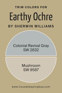 Trim colors are specifically chosen paint shades used to highlight or complement the main color of a wall or exterior surface. For a warm, natural color like Earthy Ochre SW 9532 by Sherwin-Williams, selecting the right trim colors is crucial. The right trim can frame and enhance the earthy feel of this paint, giving a room or exterior a polished and cohesive look.