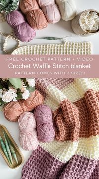 Crochet Waffle Stitch Baby Blanket. Everything you need, including a Free Crochet pattern with a step-by-step YouTube video tutorial.