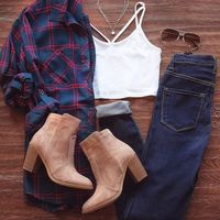 Love the white crop under the flannel