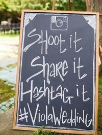 rustic chalkboard outdoor wedding hashtag signs