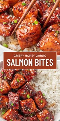 This honey glazed salmon bites is easy enough for a weeknight meal yet perfect for serving guests. Pair it with rice and steamed veggies for a complete dinner.