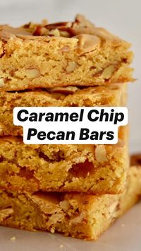 30min · 16 servings

 

Get the full recipe at: https://thisdelicioushouse.com/caramel-chip-pecan-bars/

