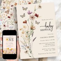 #Boho #Floral #Butterfly #Baby #Shower #Invitation "Celebrate the upcoming arrival of our little wildflower at a boho-inspired baby shower! Join us for a day filled with natural beauty, vibrant blooms, and joyful moments. We look forward to sharing this special occasion with you as we prepare to welcome our sweet baby."