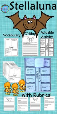 Stellaluna by Janell Cannon is a delightful story of a bat and this activity includes a comprehension foldable, vocabulary graphic organizers and writing activities with rubrics. It includes:8 vocabulary graphic organizersA fun comprehension foldable to show understanding of text!Vocabulary flash cards2 writing prompts2 writing rubrics