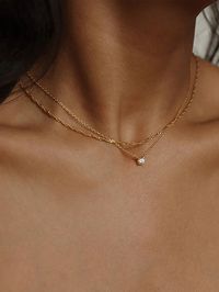 1pc CZ Diamond Water Wave Collarbone Chain Necklace, Simple Gold Color Adjustable Chain Choker Jewelry Gift For Girl Yellow Gold    Copper Alloy     Women Fashion Jewelry, size features are:Bust: ,Length: ,Sleeve Length: