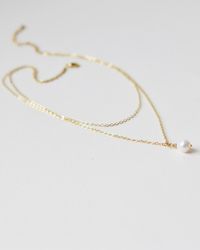 Layered Chain Pearl Drop Necklace