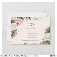 Blush Pink Floral Wedding RSVP Calligraphy Script