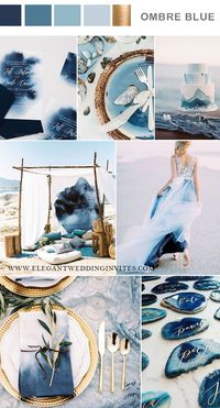 stylish ombre blue summer beach wedding colors