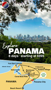 Embark on an unforgettable all-inclusive Panama tropical adventure! Our 8-day guided tour takes you through the lush jungles and crystal-clear waters of this tropical paradise. Explore Panama's rich culture and biodiversity with a carefully crafted 8-day itinerary that covers all the must-see highlights. Starting from just $995, our tour is the perfect way to experience Panama travel without breaking the bank. Book your spot now and get ready for the adventure of a lifetime! | Caravan Tours