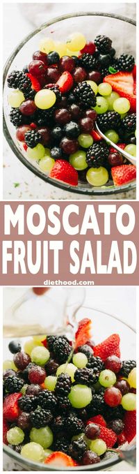 Moscato Fruit Salad - Prepared with colorful grapes and berries, this light, boozy, and delicious fresh fruit salad makes the perfect accompaniment to your summer nights!