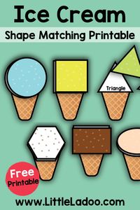 This fun shape Matching Game is Perfect for Kids to learn shapes! Download the FREE ice Cream Matching printable on the Blog and engage Kids!