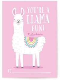 Llama Fun Classroom Valentine's Day Cards, for kids to celebrate with their classmates! Classroom Valentines come with white envelopes