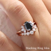 Oval Black Diamond 3 Stone Ring Gold Three Stone Black Diamond Ring | La More Design