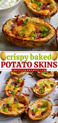 Learn how to make potato skins! They're the perfect game day party idea. Extra crispy and baked with toppings, these loaded potato skins are also a holiday appetizer everyone will enjoy. Put this easy potato recipe on your New Year's Eve food!