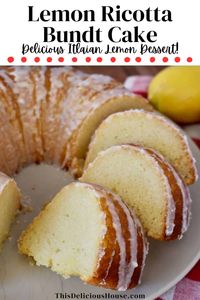 This 5-star Lemon Ricotta Bundt Cake is a delicious Italian lemon cake made with ricotta cheese and fresh lemon juice. Don't miss this perfect dessert that's been made and reviewed thousands of times!