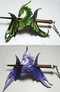 Green and Purple Dragon Hairslides by MPFitzpatrick.deviantart.com on @deviantART