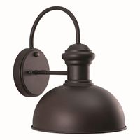 Bring a sophisticated look to your wall by selecting this VAXCEL Franklin Dusk to Dawn Bronze Farmhouse Barn Dome Outdoor Wall Lantern and plugin.