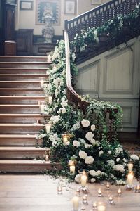 Floral Garland Wedding Staircase, creative, modern and interesting use of flowers. #2015 #Wedding #Trend