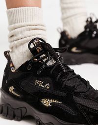 Fila Ray Tracer trainers in black and leopard print | ASOS