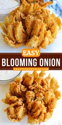 Looking for the best Holiday appetizer? This Easy Blooming Onion recipe features double coated with slightly spicy breading and deep fried to golden perfection. Make this crispy appetizer for a New Year's Eve food idea. Try it for the best game-day appetizer!