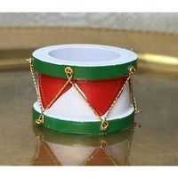 Vintage Hand-Painted Wood Christmas Drum Napkin Rings – Set of 12  This set of twelve (12) hand-painted wood Christmas drum napkin rings adds festive charm to your holiday table. Each ring is meticulously crafted with vibrant red, green, and white colors and delicate gold string details that mimic the look of a classic holiday drum. Made in Taiwan, these napkin rings boast a charming handmade quality, perfect for bringing a nostalgic, joyful feel to your seasonal decor.  These versatile napkin r