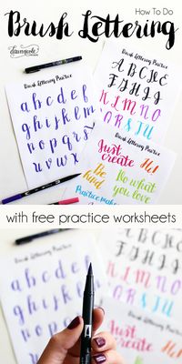 How to Do Brush Lettering with Free Practice Worksheets + Instructional Video. Download the free worksheets and get practicing! | dawnnicoledesigns.com