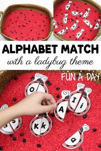 Explore early literacy skills with these printable ladybug letter puzzles! Even better, add them to a colorful ladybug sensory invitation. You can never have too many themed alphabet activities in preschool!