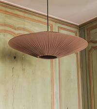 Large sand pleated cotton pendant light