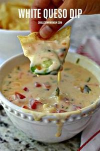 Queso Dip Recipe | Queso Dip | White Queso | Mexican Dipping Cheese | Appetizer | Dip | Party Food | Queso Blanco | Small Town Woman #quesodip #whitequesodip #smalltownwoman