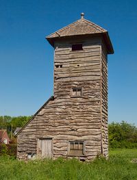 A quaint wooden-clad water tower at Goodworth Clatford in Hampshire    		Built in 1936, the tower is currently for sale with 0.5 Hectares of  land for £175,000